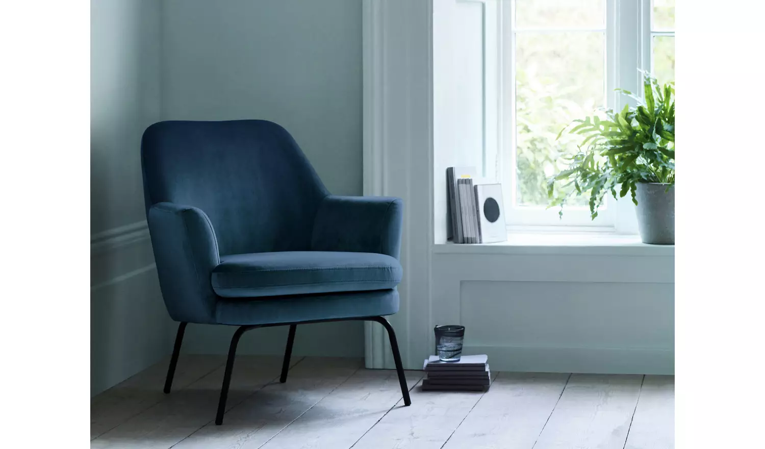 Habitat Celine Velvet Accent Chair - Blue