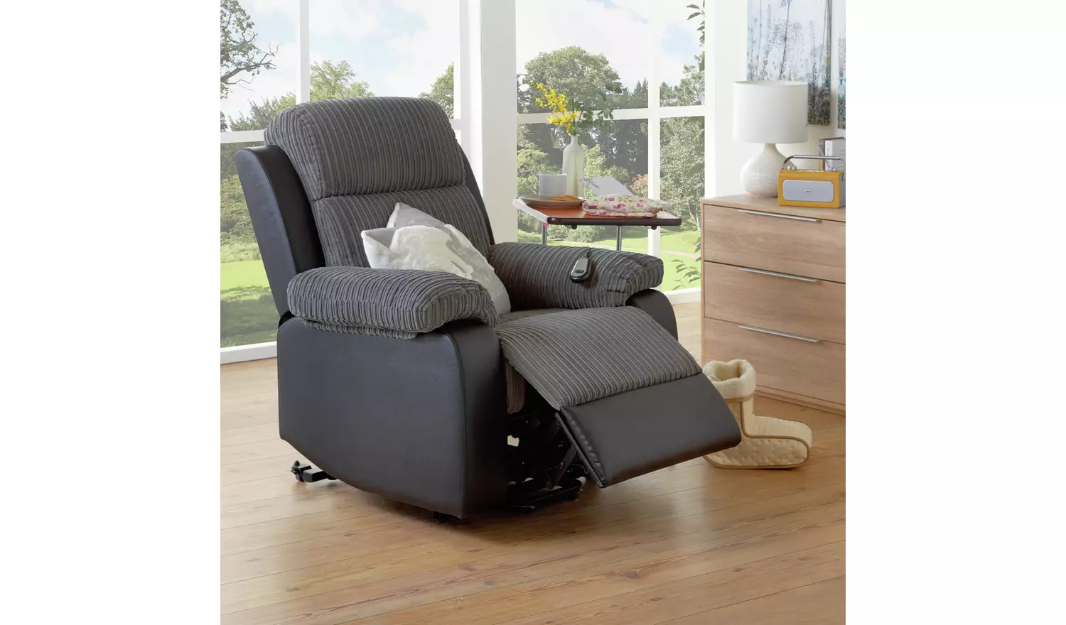 Argos Home Bradley Rise & Recline Chair - Charcoal & Black