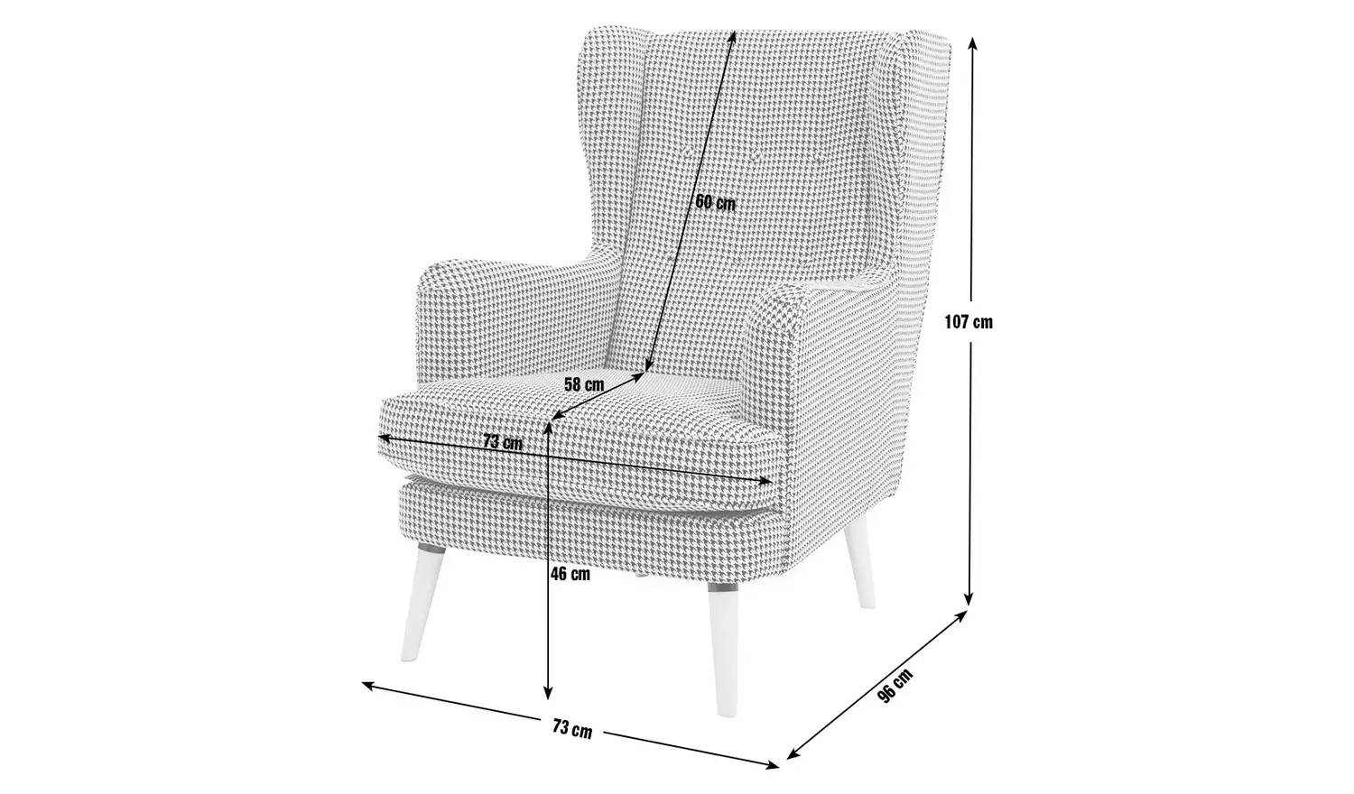 Habitat Callie Fabric Wingback Chair- Light Grey