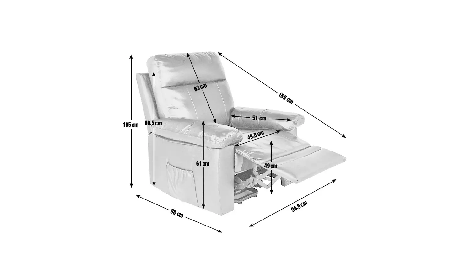 Argos Home Paolo Leather Mix Rise & Recline Chair - Black