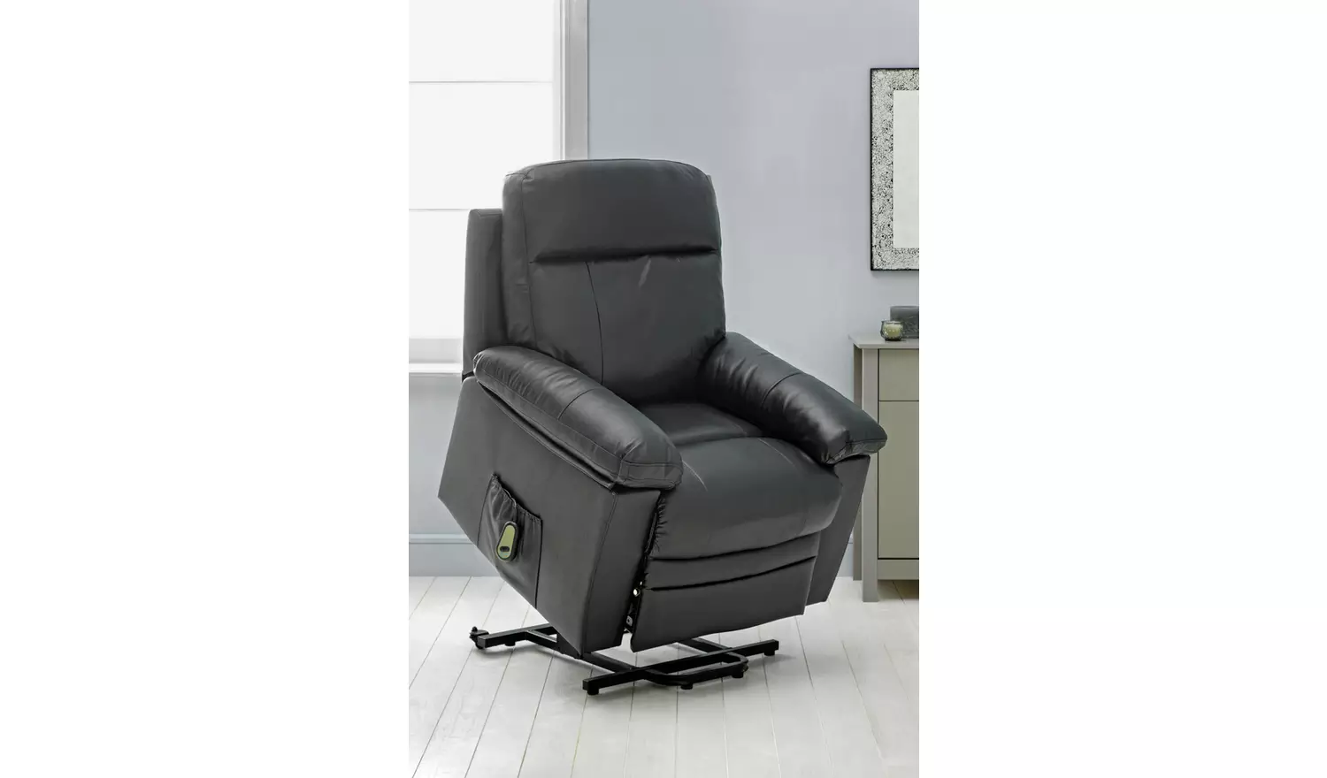 Argos Home Paolo Leather Mix Rise & Recline Chair - Black