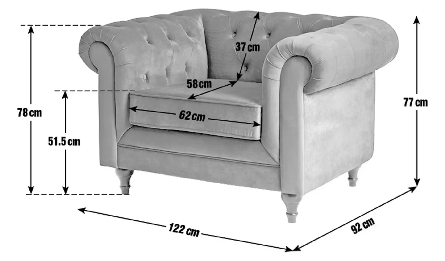 Habitat Chesterfield Velvet Armchair - Blue