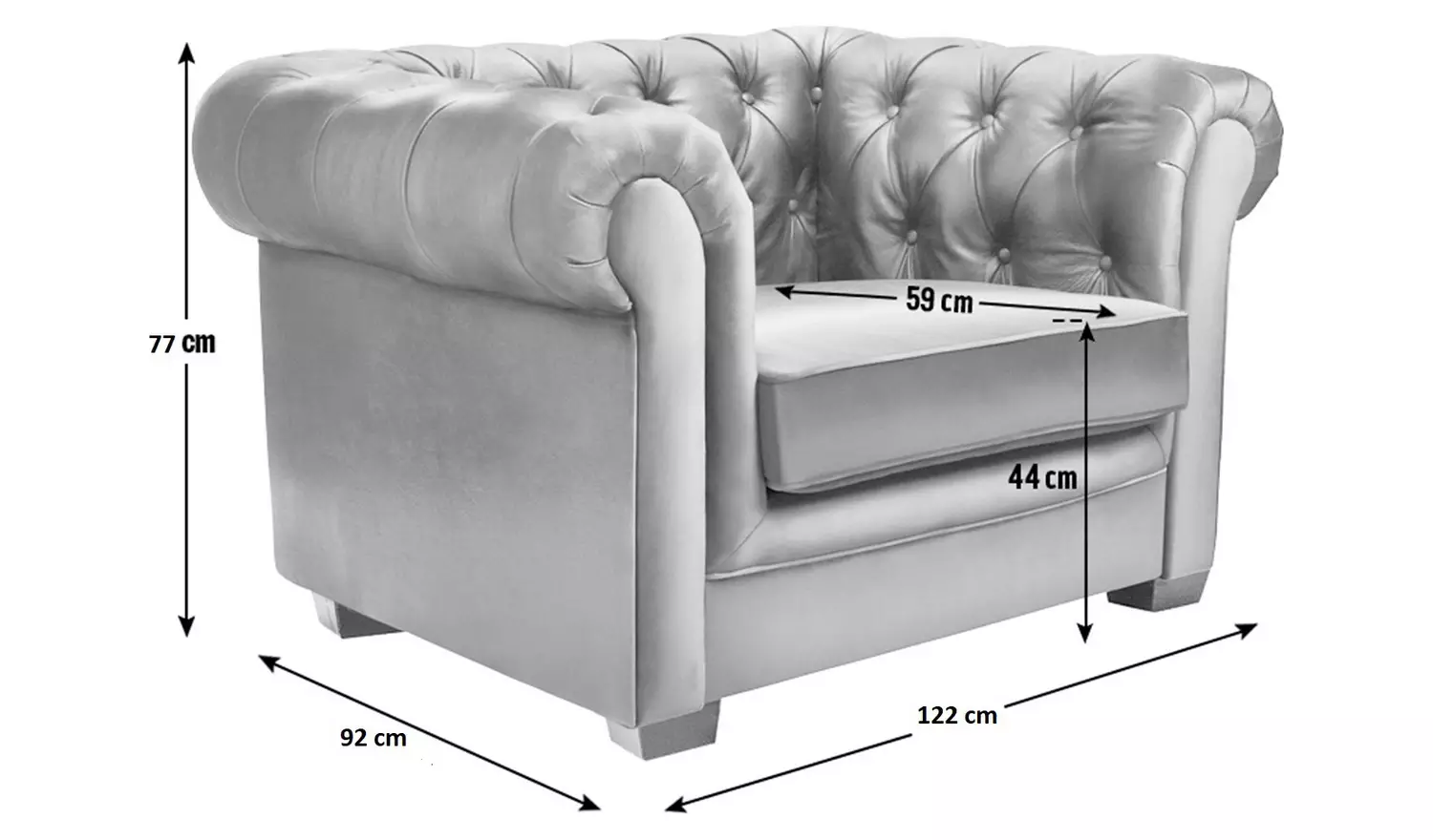 Habitat Chesterfield Velvet Armchair - Light Grey