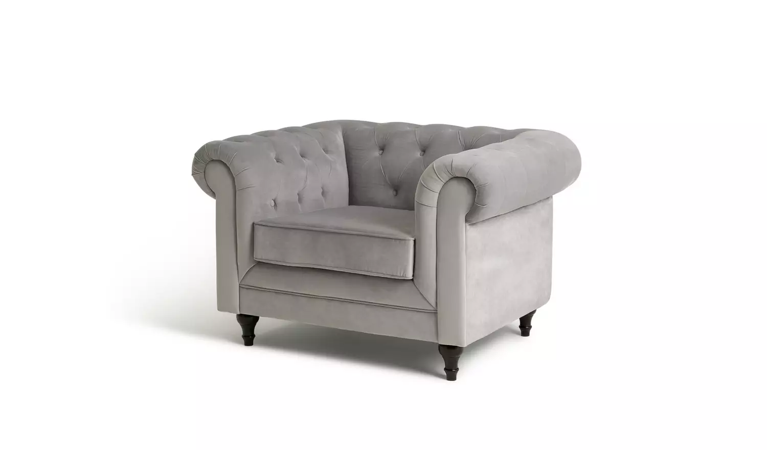 Habitat Chesterfield Velvet Armchair - Light Grey