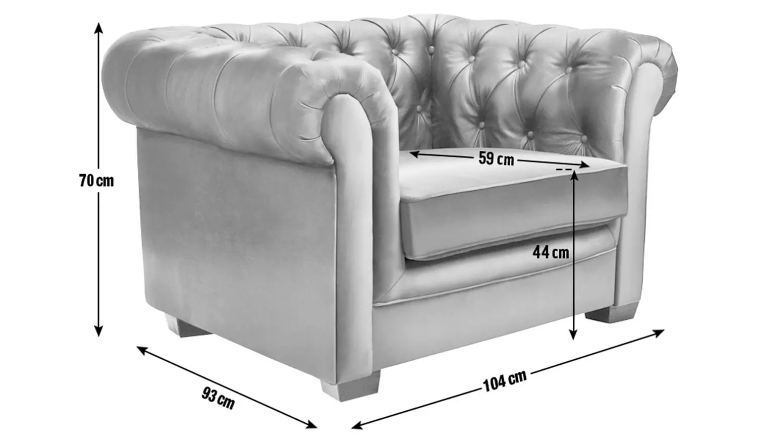 Habitat Chesterfield Velvet Armchair - Charcoal