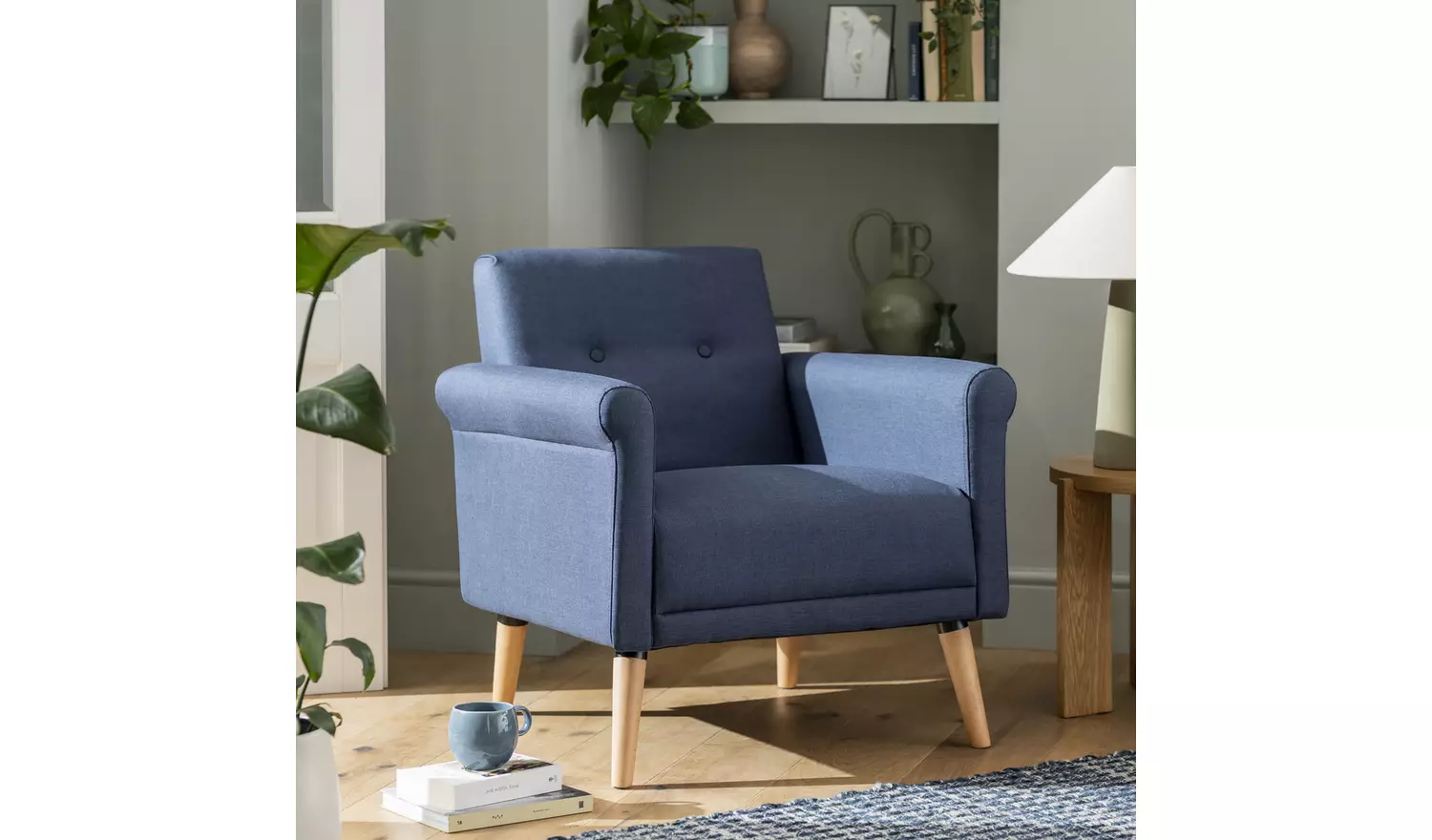 Argos Home Evie Fabric Armchair in a Box - Navy