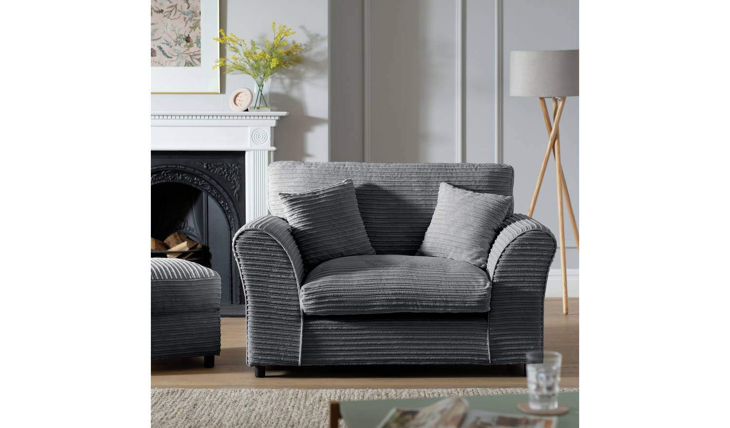 Argos Home Harry Fabric Cuddle Chair - Charcoal