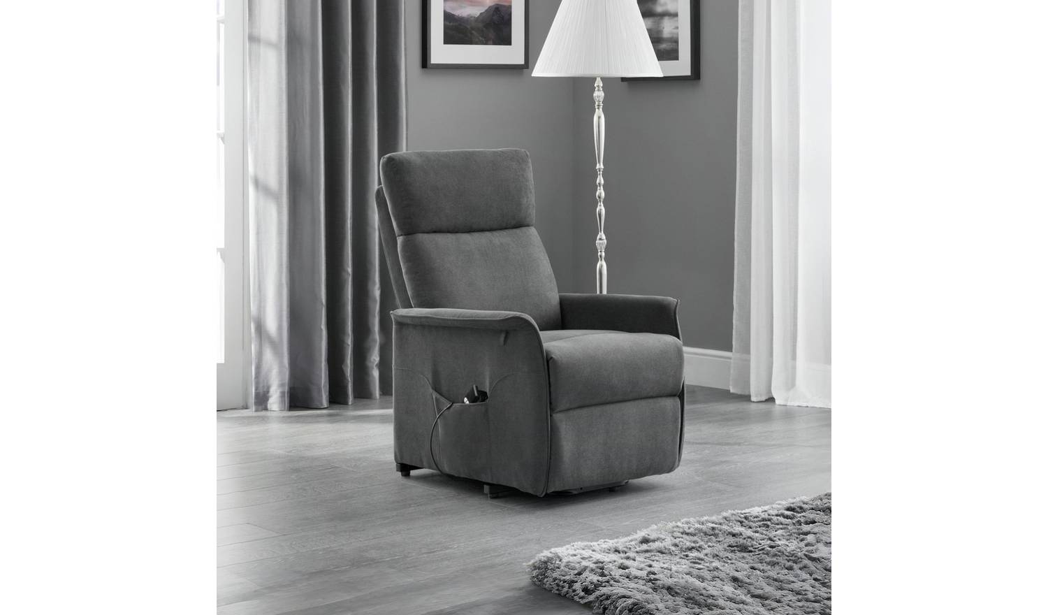 Julian Bowen Helena Fabric Rise & Recline Chair - Charcoal