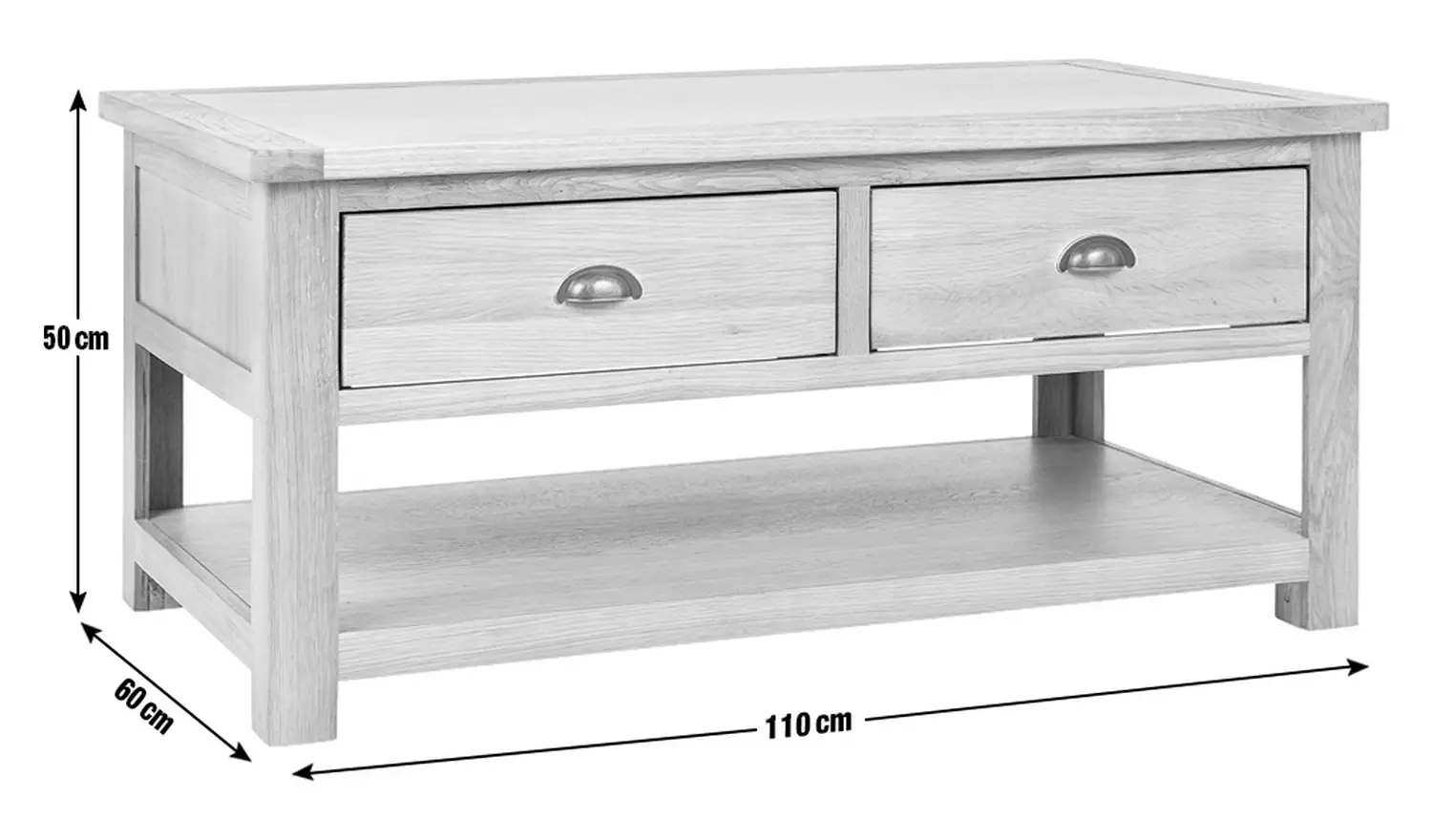 Argos Home Kent 2 Drawer Oak Coffee Table - Natural