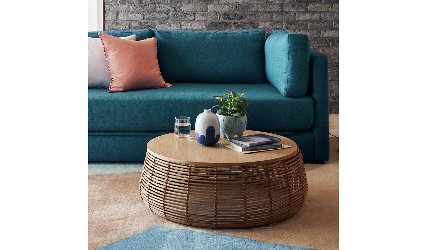 Habitat Hazel Rattan Round Coffee Table - Natural