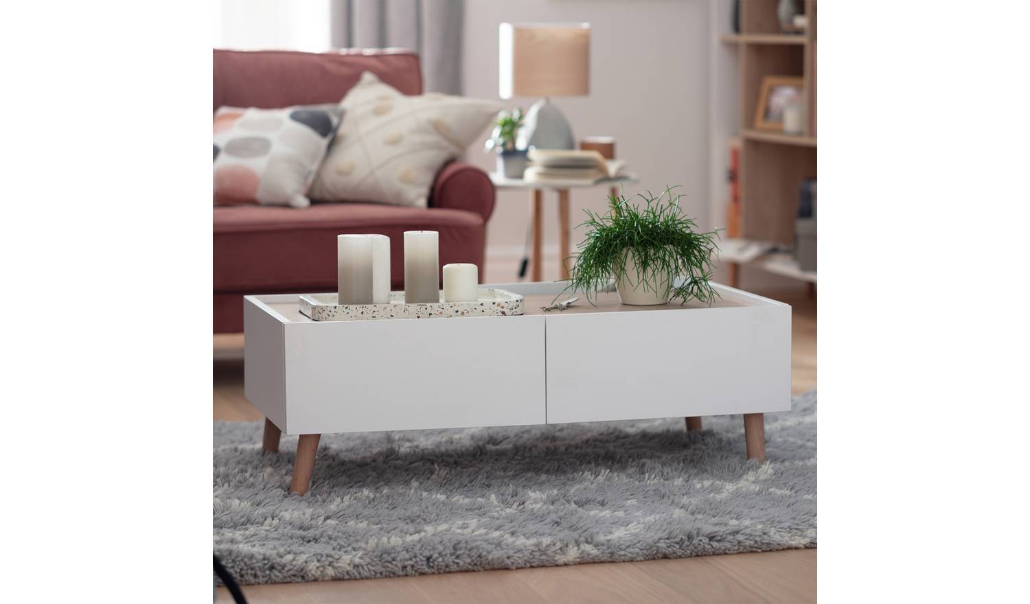 Habitat Skandi 2 Drawer Coffee Table - White Two Tone