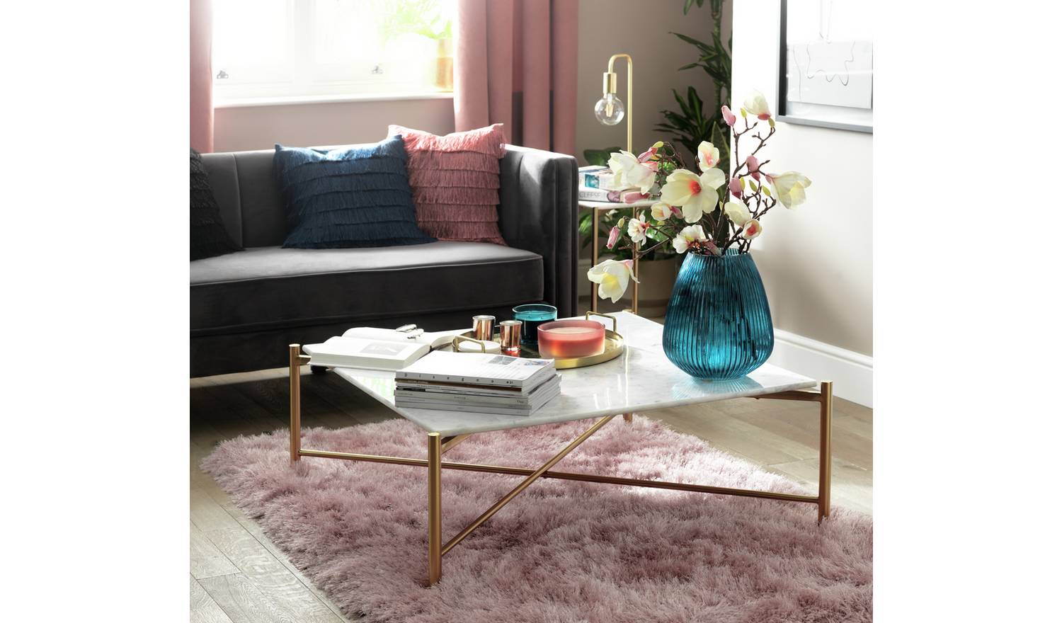 Habitat Elba Solid Marble Coffee Table - Brass