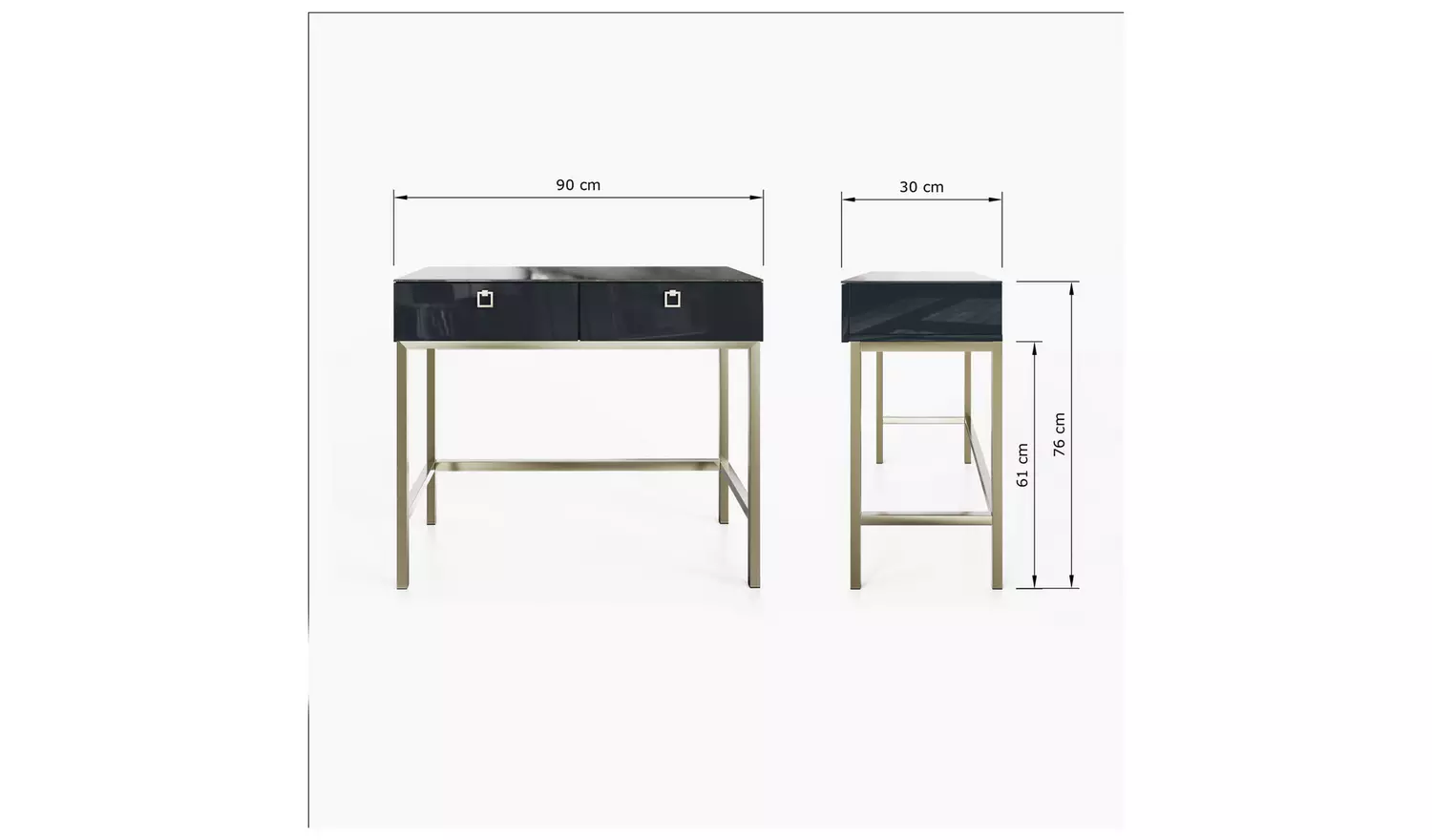 Frank Olsen Lyra 2 Drawer Console Table - Midnight Black
