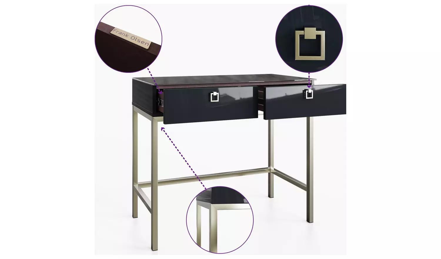 Frank Olsen Lyra 2 Drawer Console Table - Midnight Black