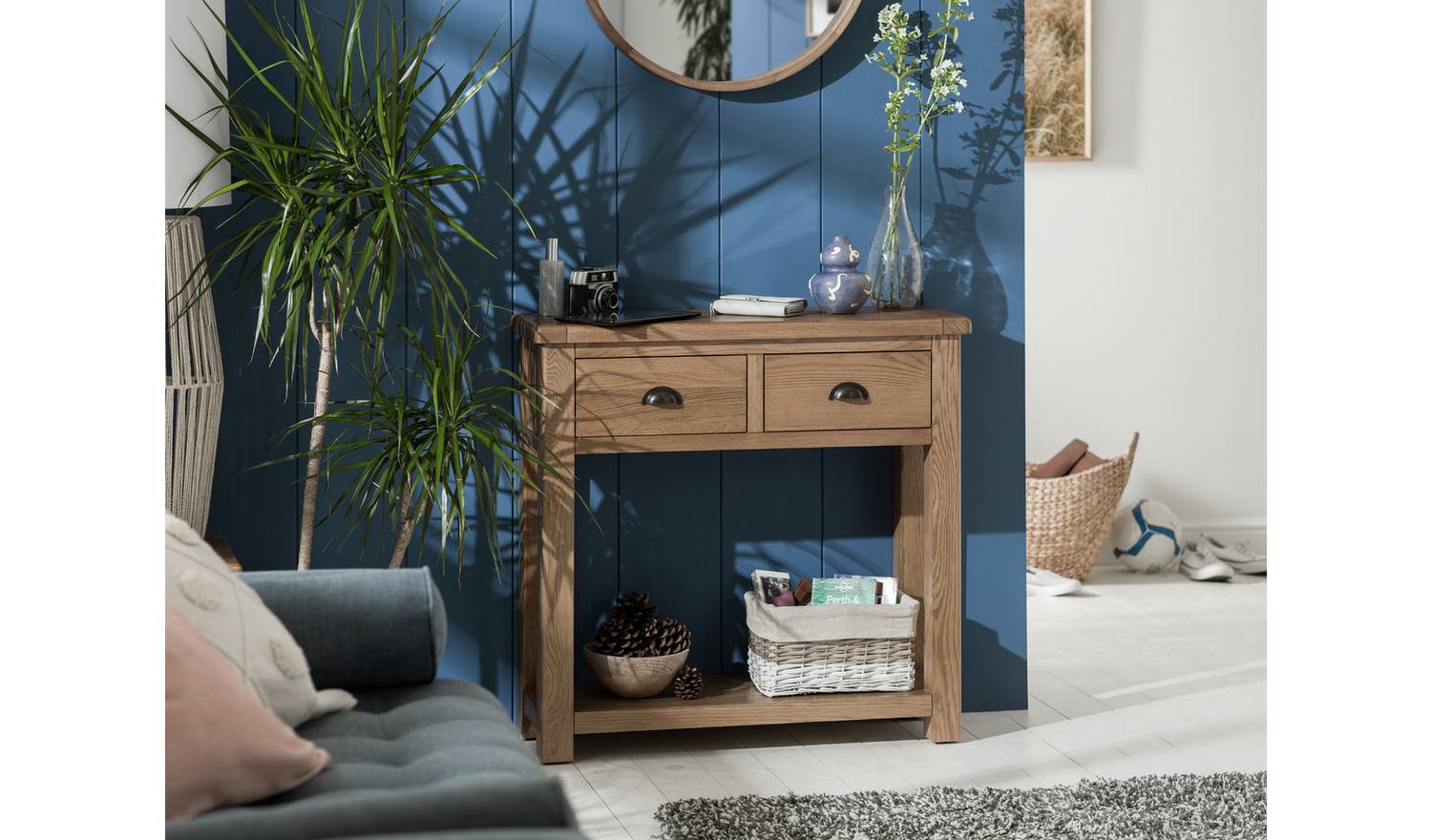 Argos Home Kent 2 Drawer Oak Console Table - Natural