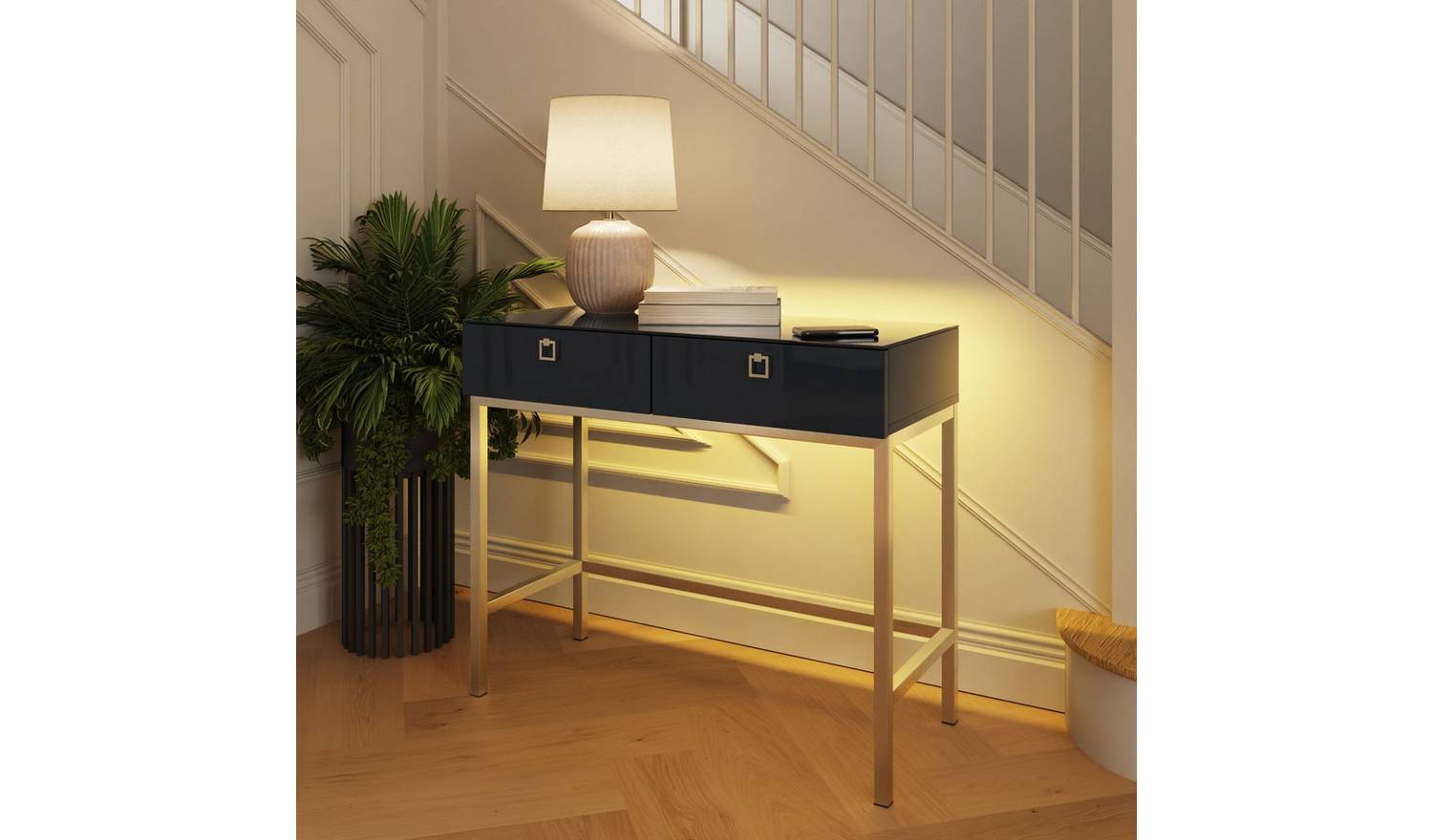 Frank Olsen Lyra 2 Drawer Console Table - Midnight Black