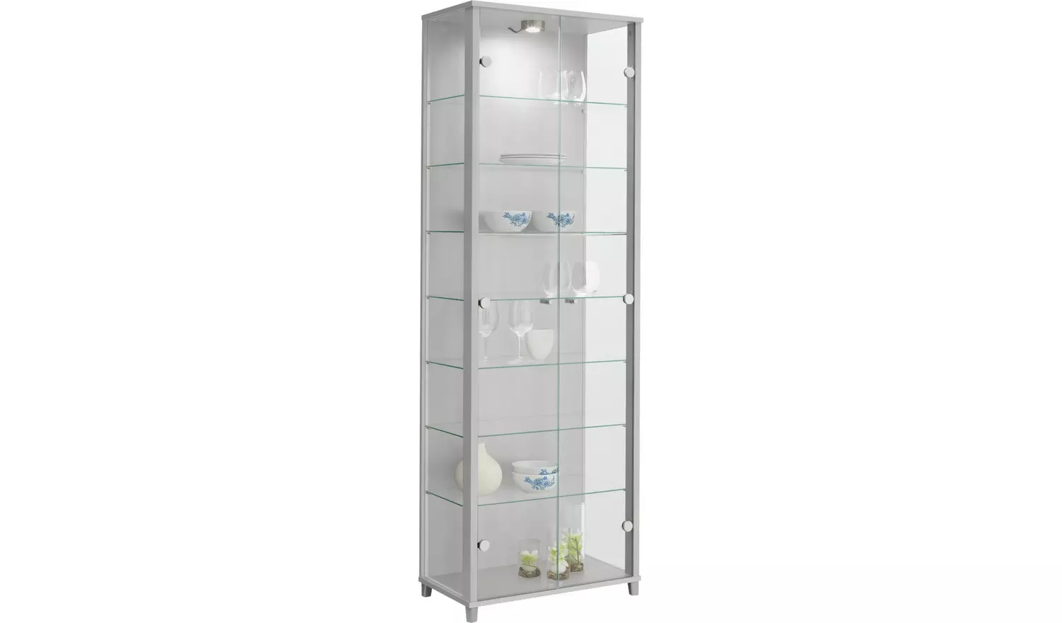 Argos Home 7 Shelf Glass Display Cabinet - Silver