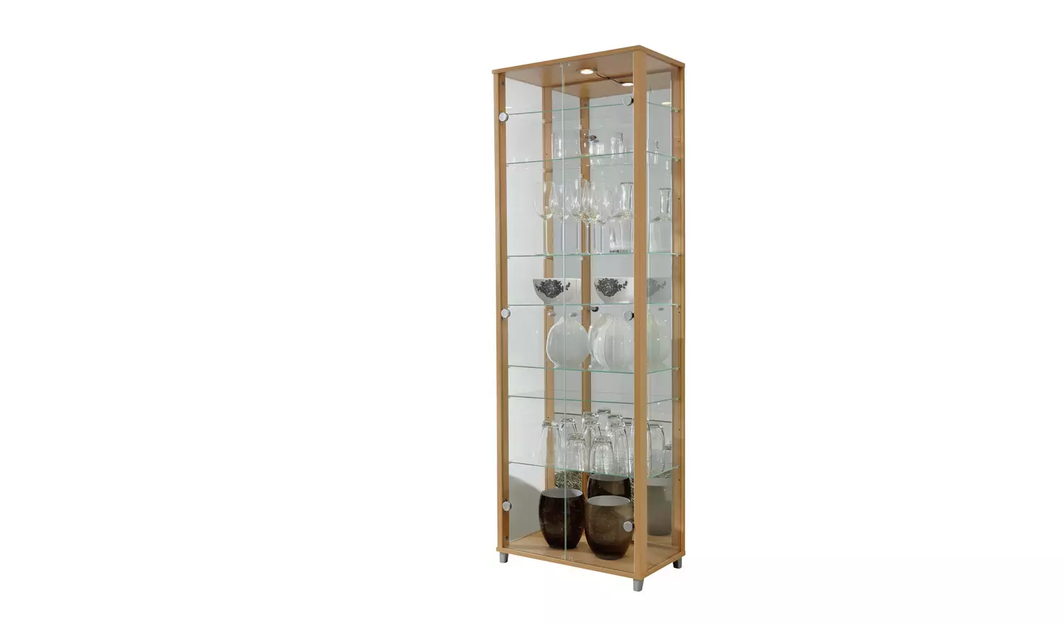 Argos Home 7 Shelf Glass Wide Display Cabinet - Beech Effect