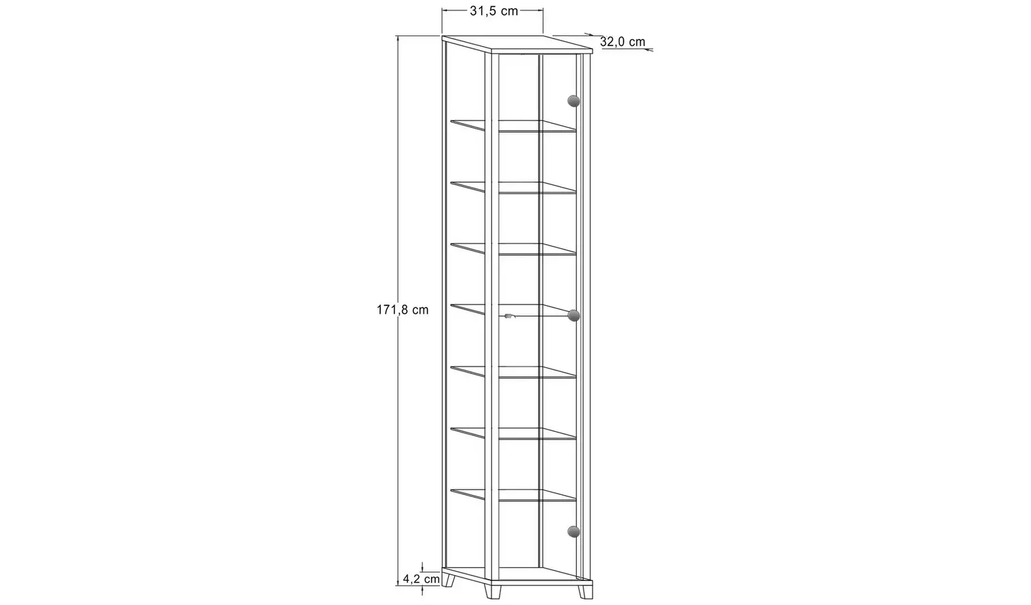 Argos Home 7 Shelf Glass Narrow Display Cabinet - Black