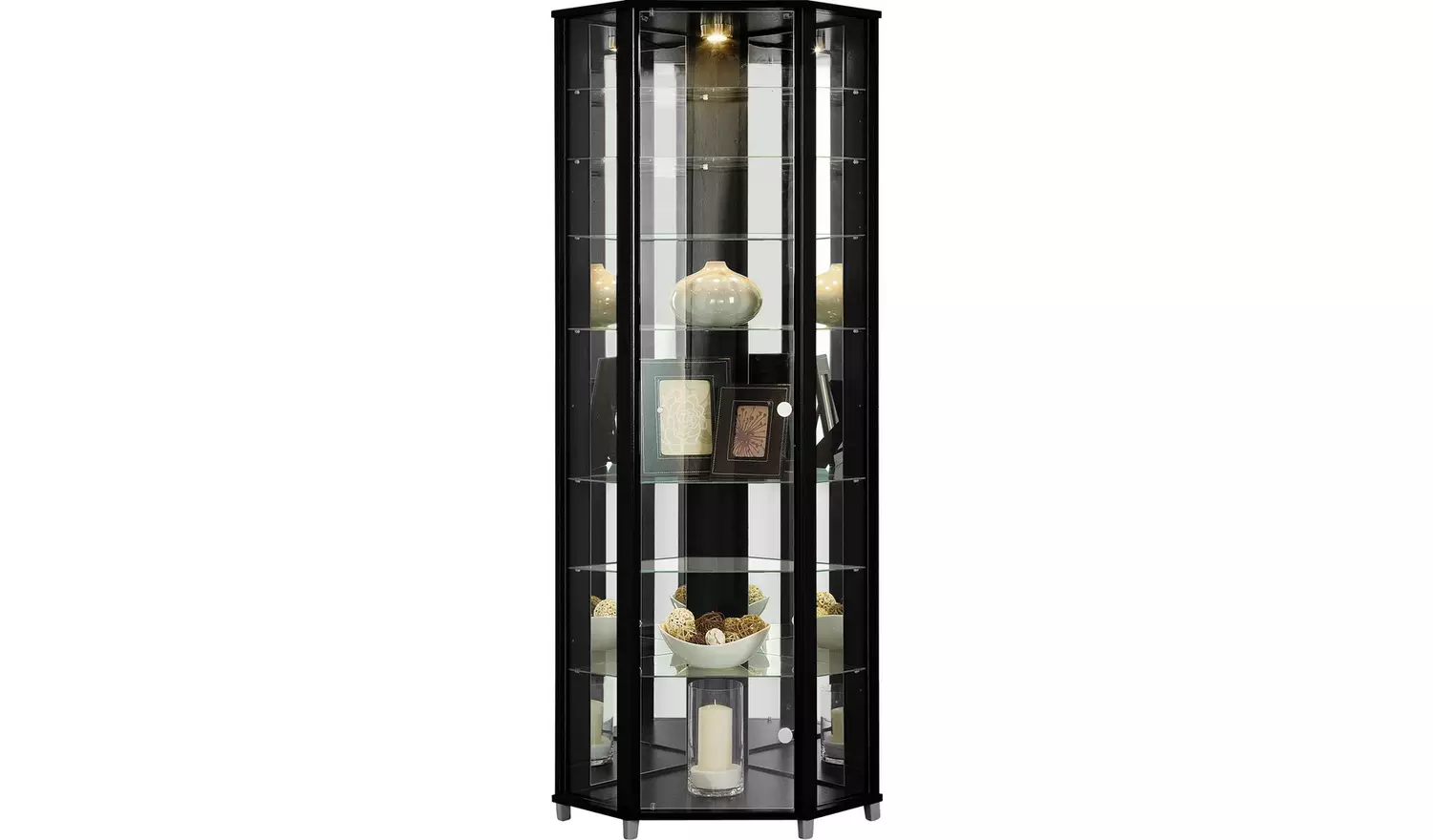 Argos Home 7 Shelf Glass Corner Display Cabinet - Black