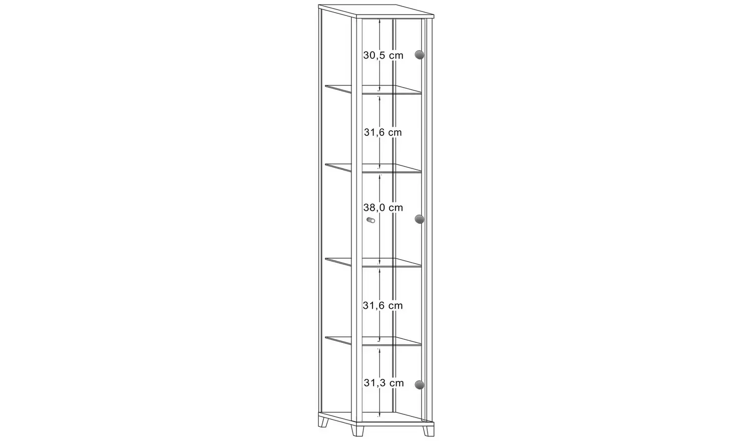 Argos Home 4 Shelf 1 Door Display Cabinet - Silver
