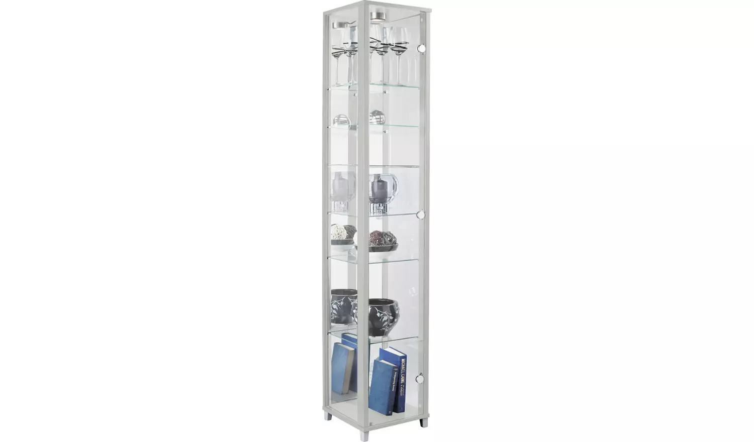 Argos Home 4 Shelf 1 Door Display Cabinet - Silver