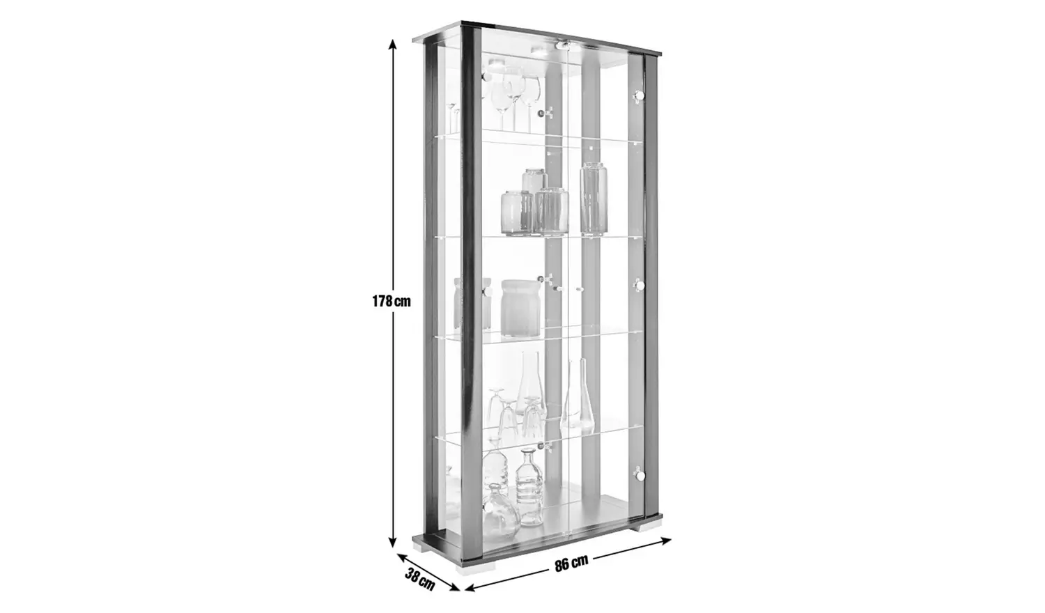 Argos Home Stella 2 Door Glass Display Cabinet - White Gloss