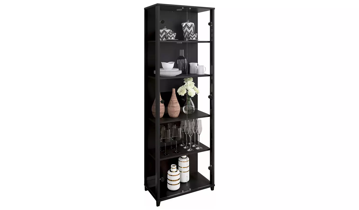 Argos Home Optima 2 Door Display Cabinet with Light - Black