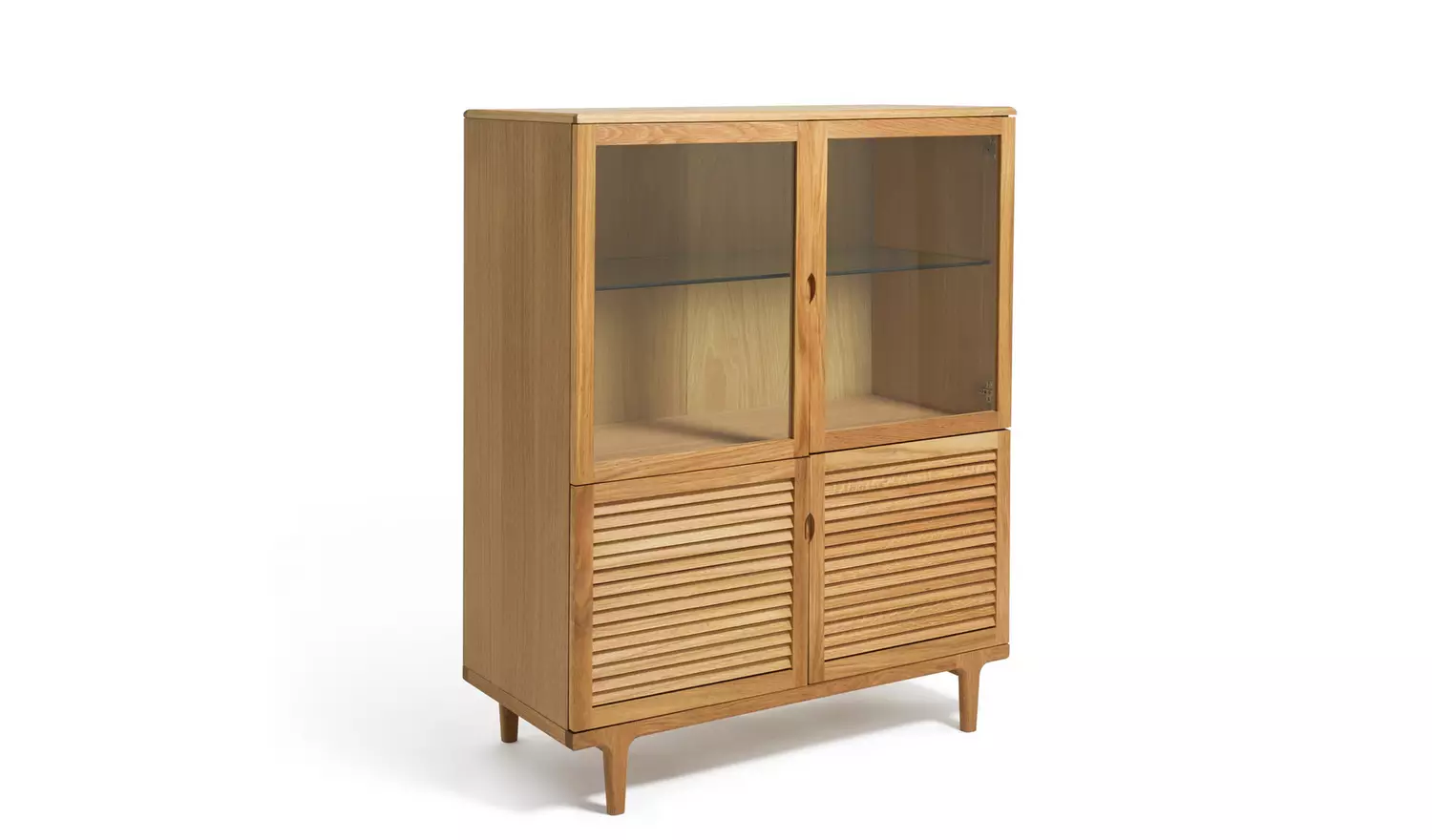 Habitat Oiled 2 Door Glass Display Cabinet - Oak