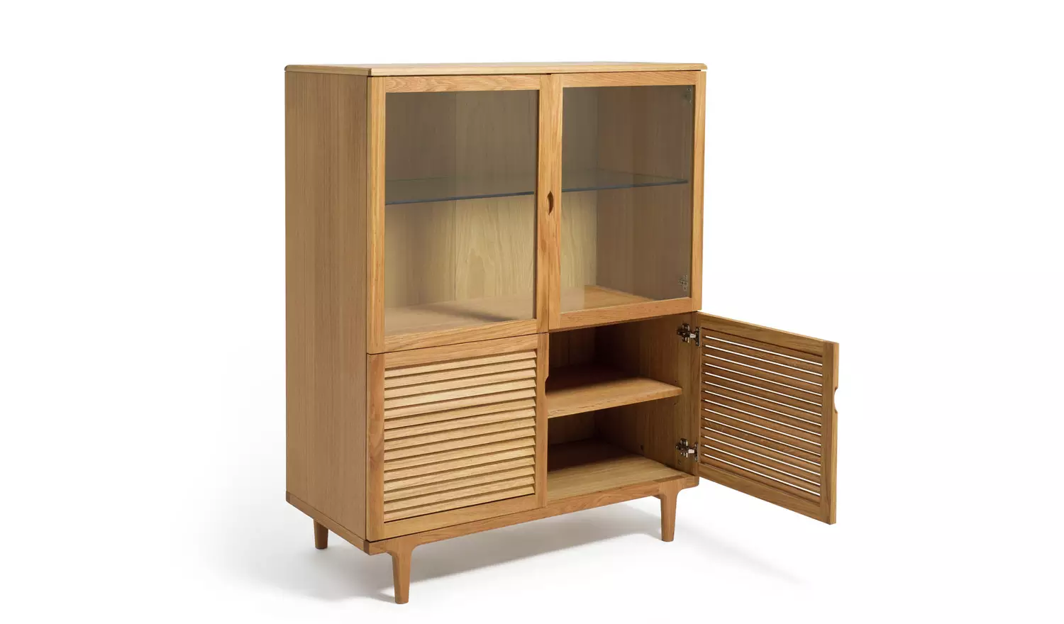 Habitat Oiled 2 Door Glass Display Cabinet - Oak