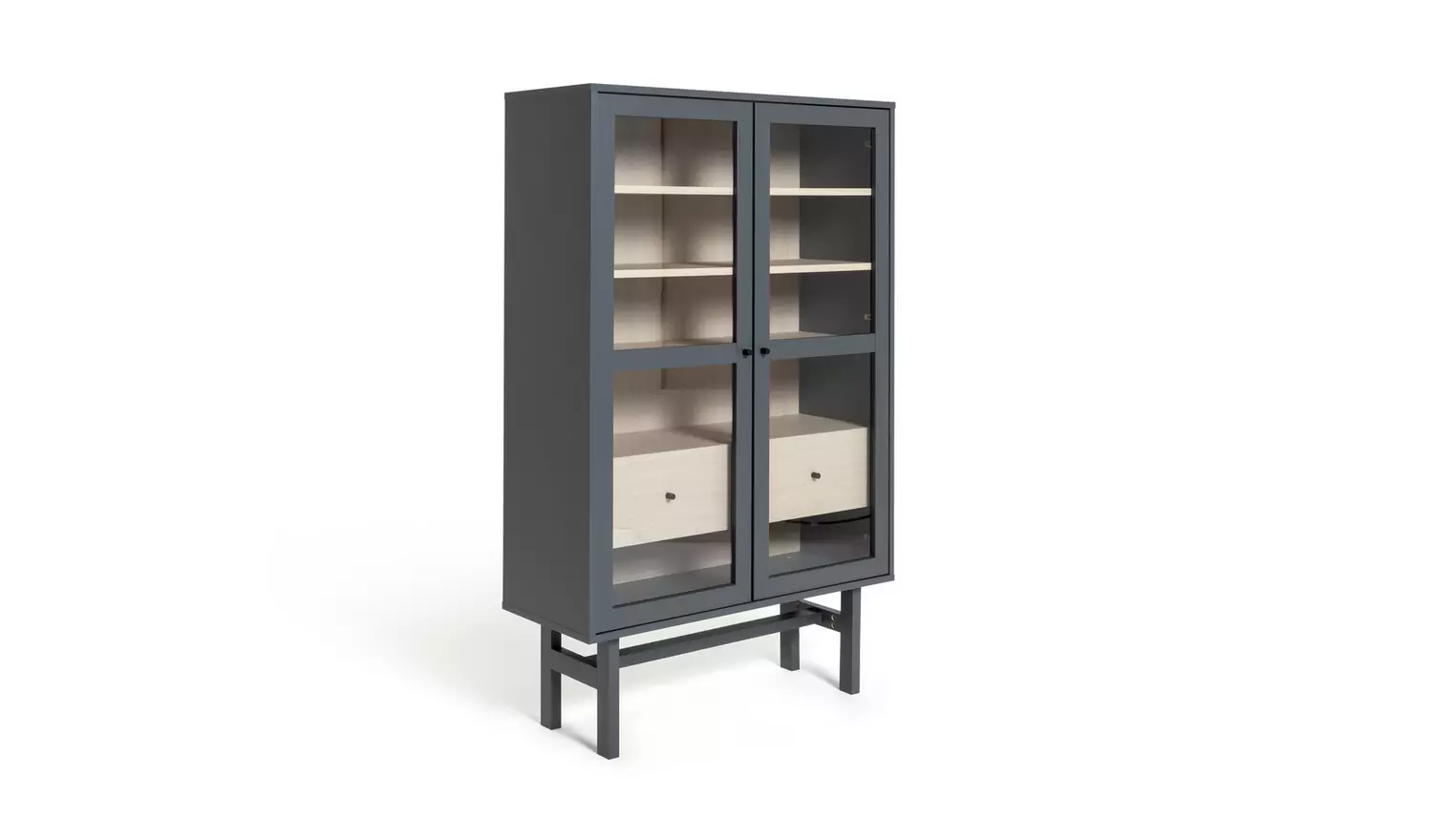 Habitat Jadon 2 Door Glass Display Cabinet - Dark Grey