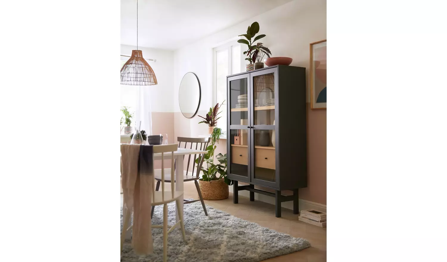 Habitat Jadon 2 Door Glass Display Cabinet - Dark Grey