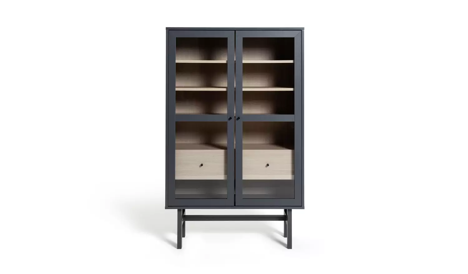 Habitat Jadon 2 Door Glass Display Cabinet - Dark Grey