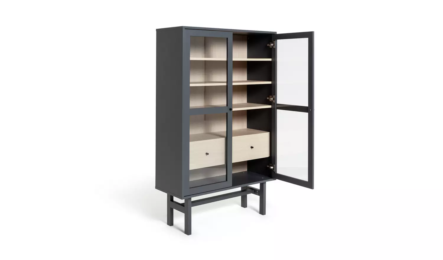 Habitat Jadon 2 Door Glass Display Cabinet - Dark Grey