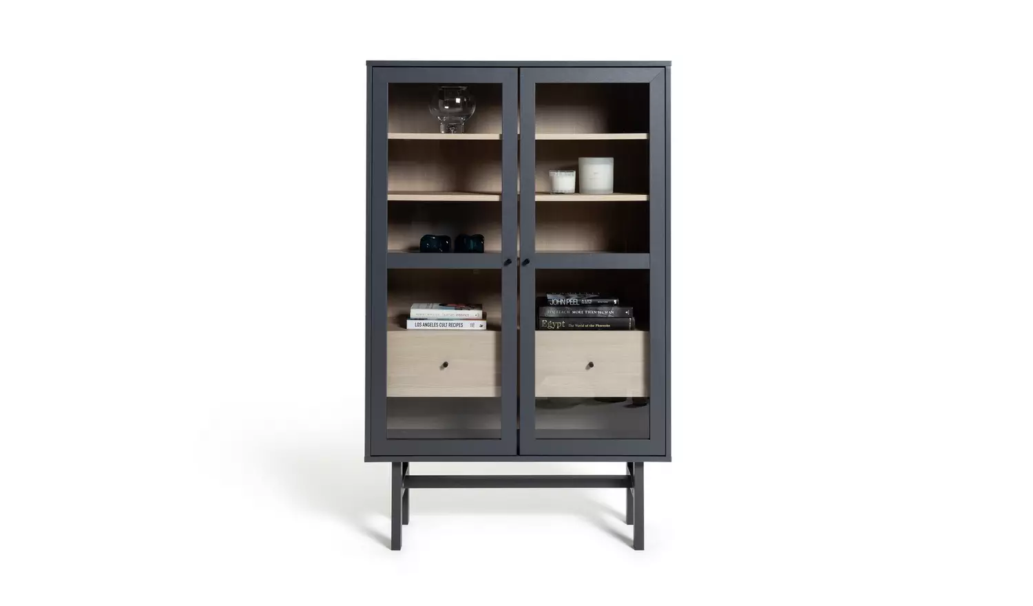 Habitat Jadon 2 Door Glass Display Cabinet - Dark Grey