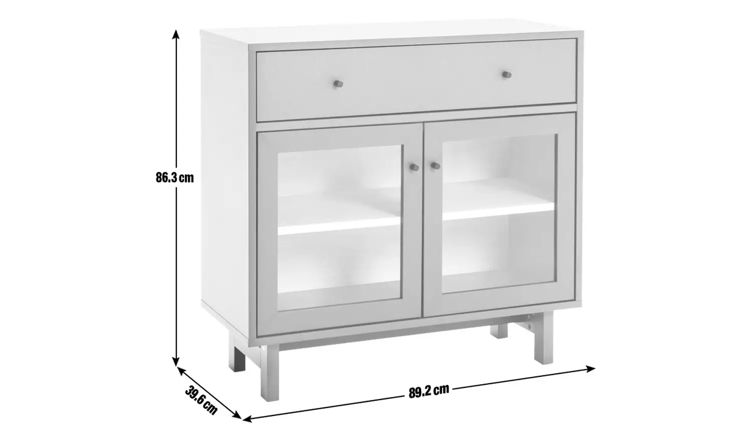 Habitat Jadon 2 Door Display Cabinet - Dark Grey & Oak