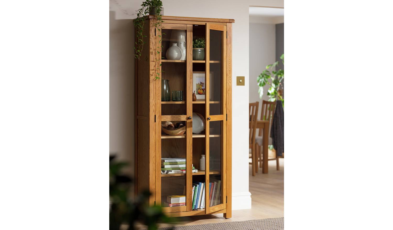 Argos Home Kent 2 Door Glass Display Cabinet - Oak