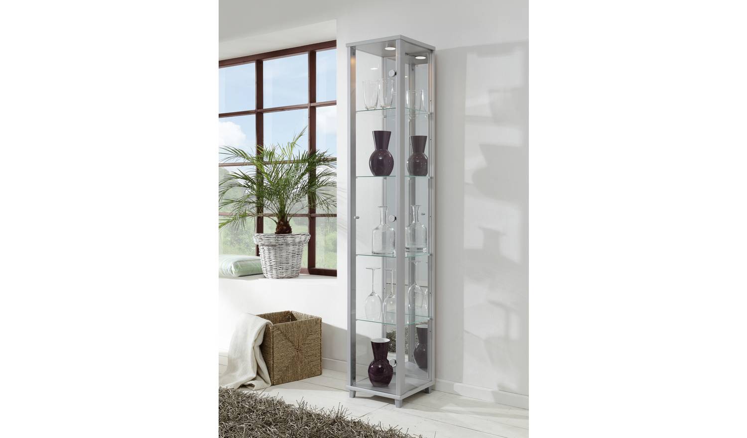 Argos Home 4 Shelf 1 Door Display Cabinet - Silver