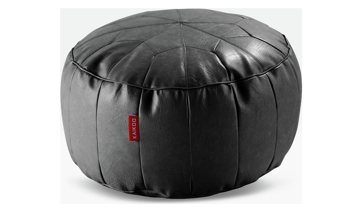 Kaikoo Moroccan Faux Leather Footstool - Black