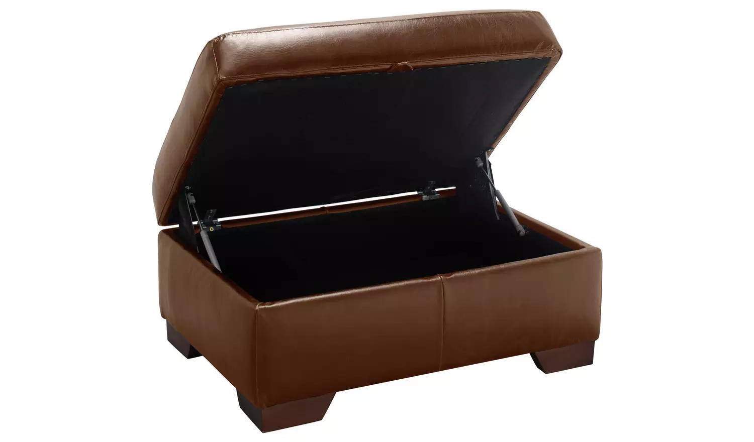 Habitat Eton Leather Storage Ottoman Footstool - Tan