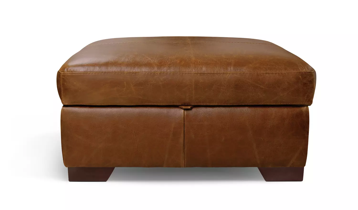 Habitat Eton Leather Storage Ottoman Footstool - Tan