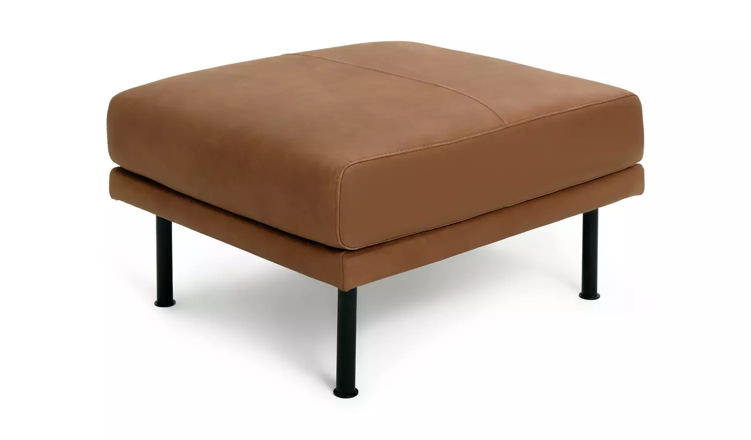 Habitat Moore Leather Footstool - Tan