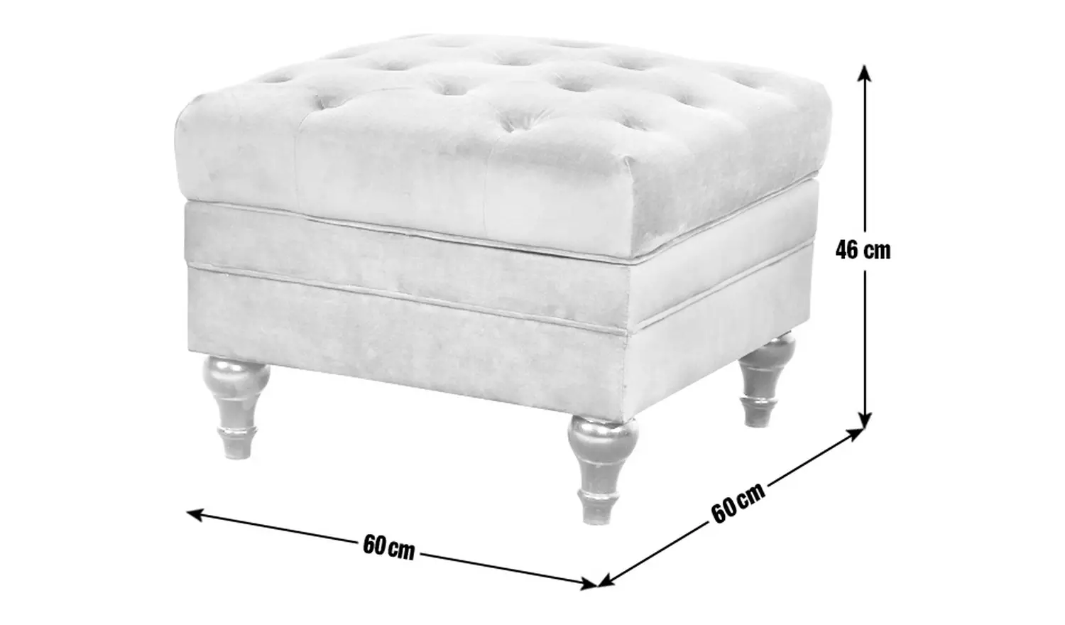 Habitat Chesterfield Velvet Storage Footstool - Light Grey