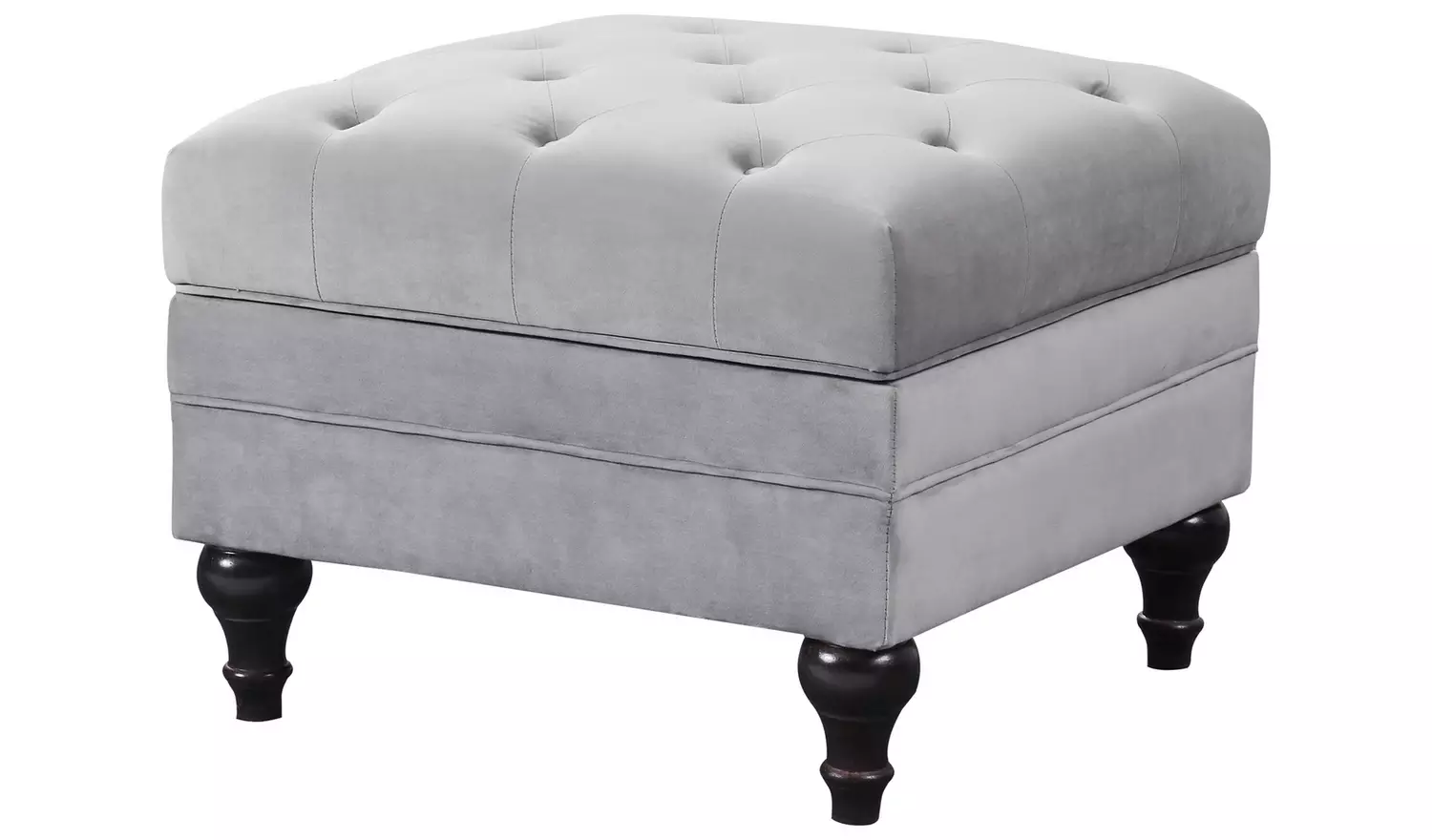 Habitat Chesterfield Velvet Storage Footstool - Light Grey