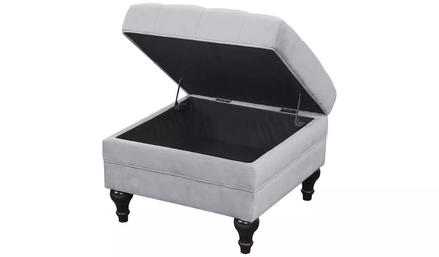 Habitat Chesterfield Velvet Storage Footstool - Light Grey