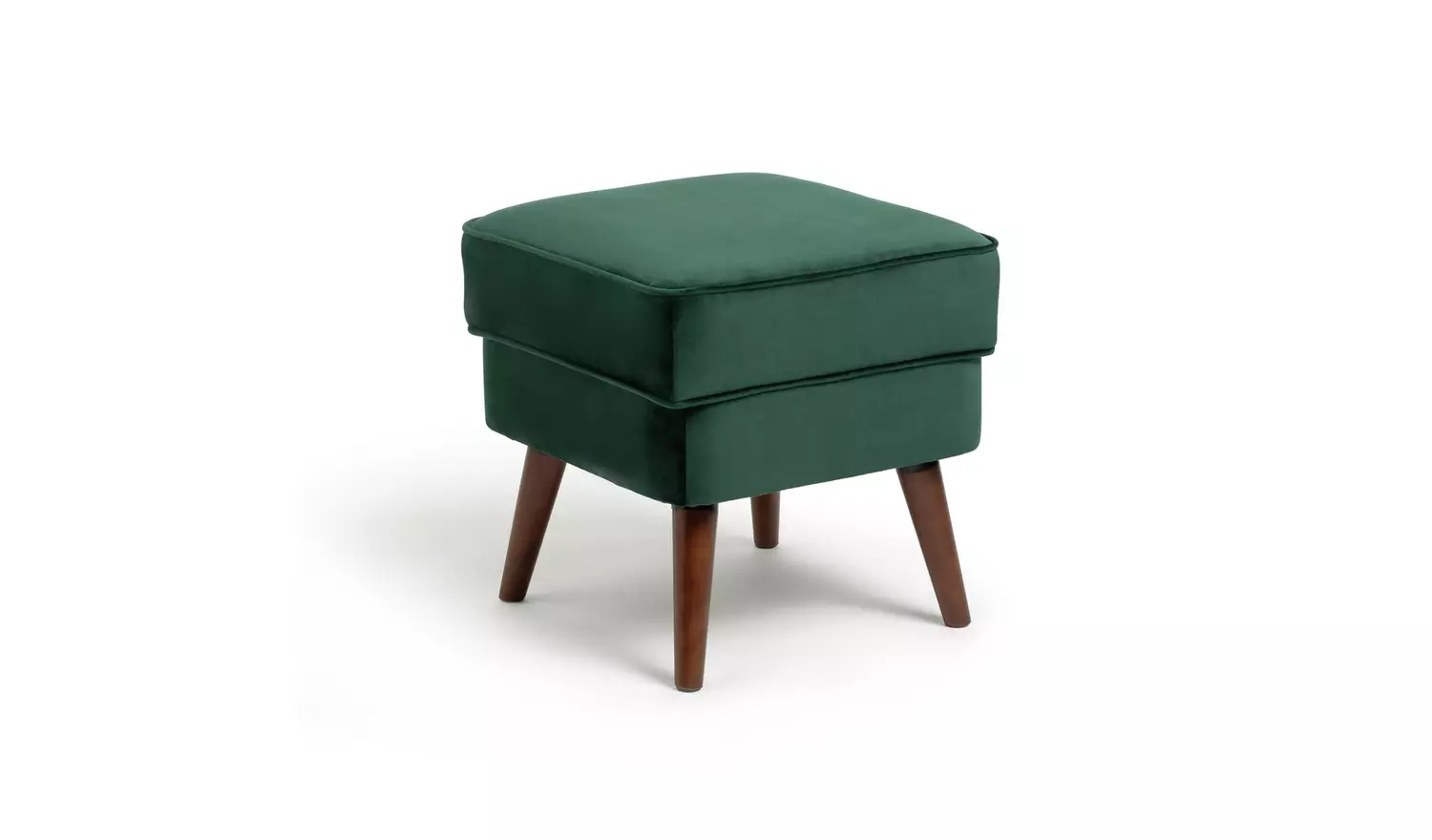 Habitat Callie Velvet Footstool - Forest Green