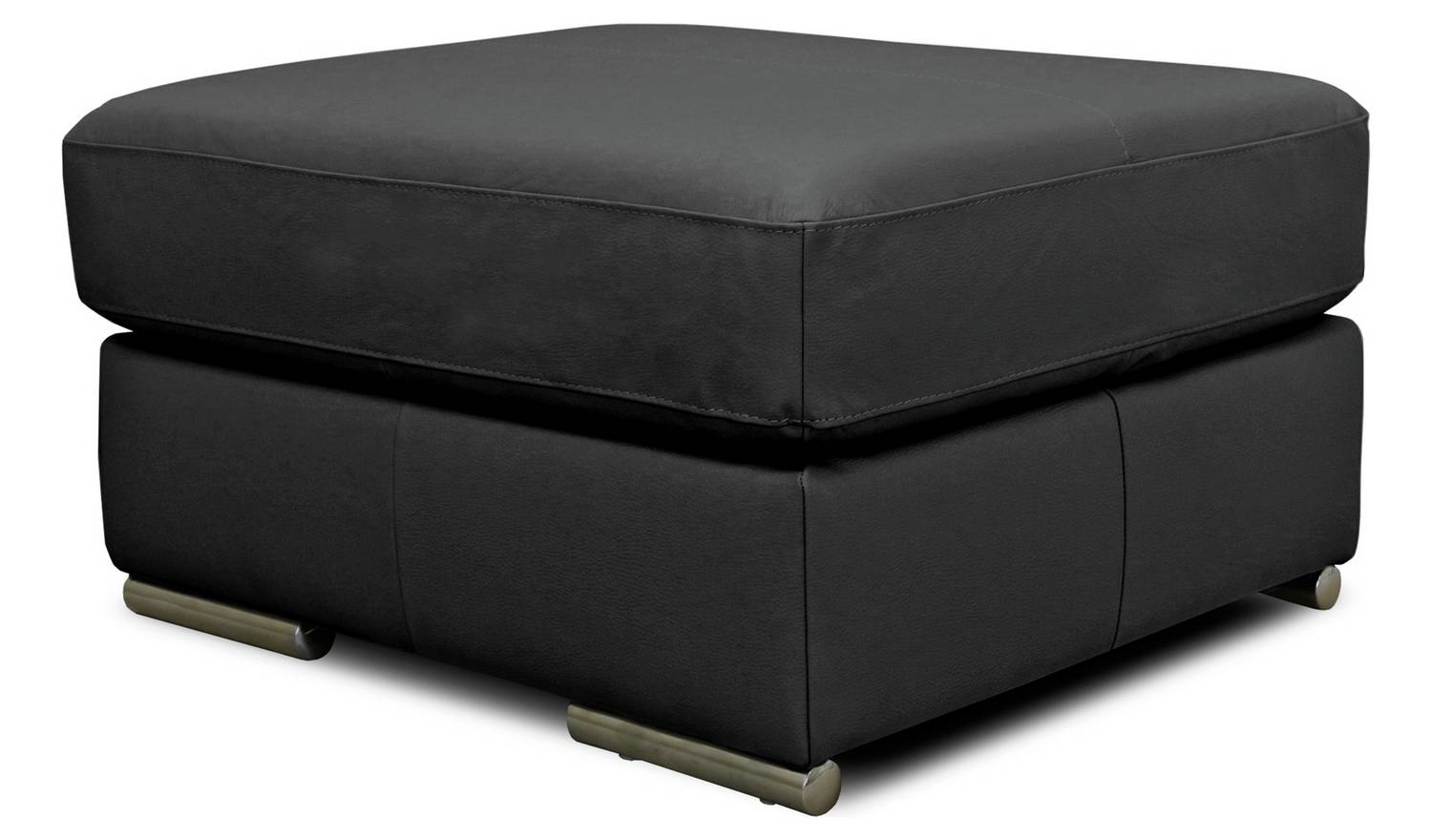 Argos Home Valencia Leather Ottoman Footstool - Black
