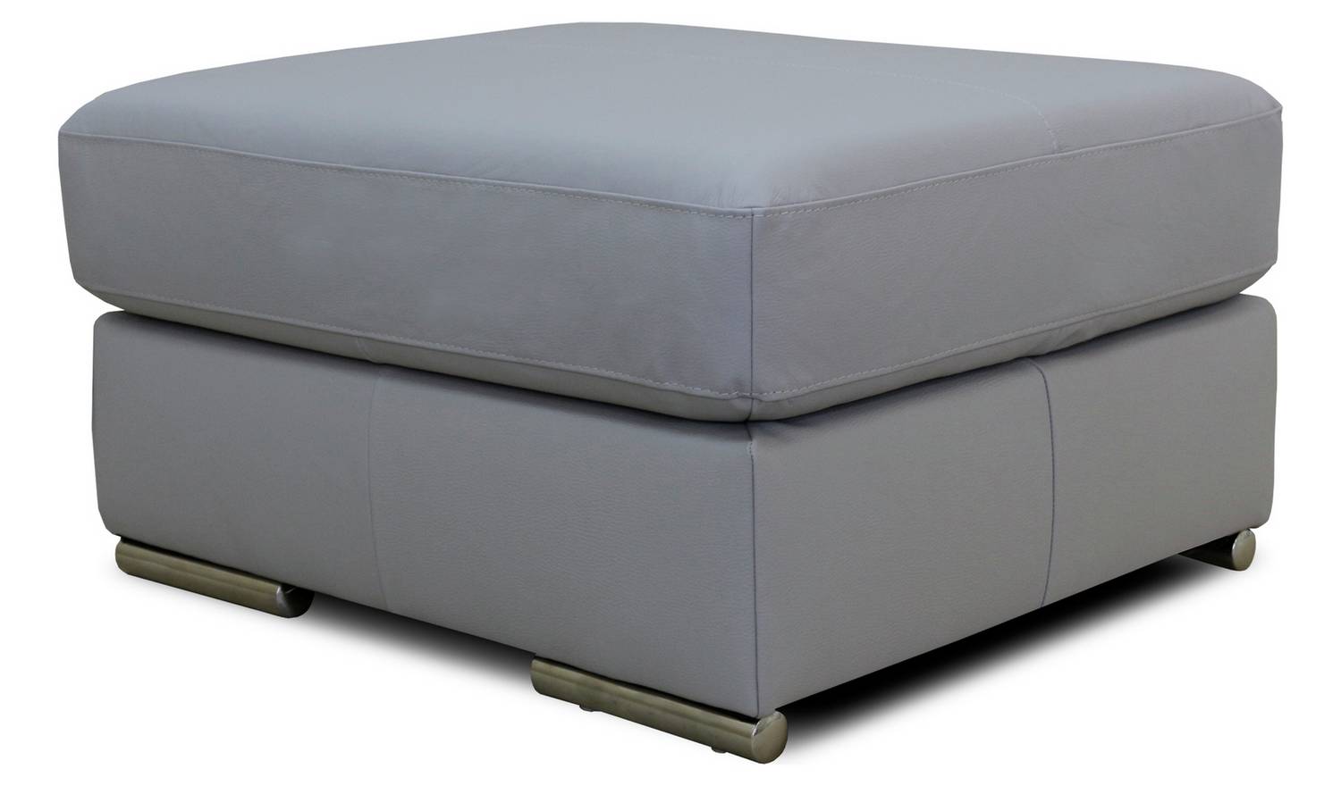 Argos Home Valenica Leather Ottoman Footstool - Light Grey