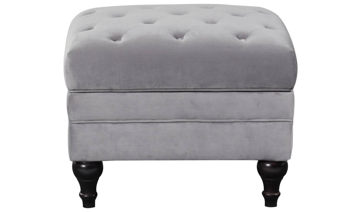 Habitat Chesterfield Velvet Storage Footstool - Light Grey