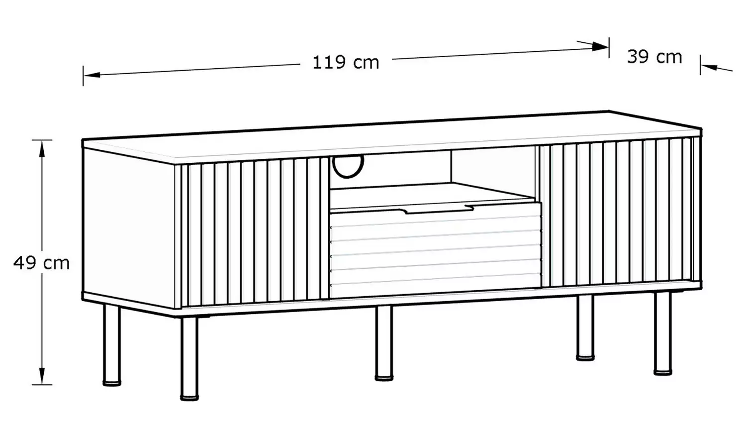 GFW Nervata 2 Piece Furniture Set with 119 cm TV Unit- Black